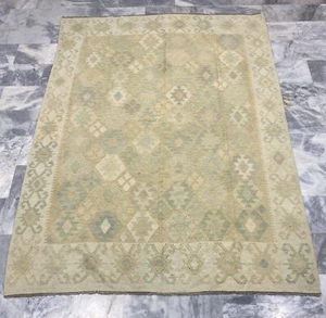 Alfombra Kilim Afgana Vintage Multicolor Lana Salón Azteca Kilim 201x289cm - Imagen 1 de 3