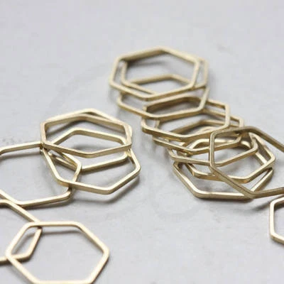 40 Pieces Raw Base Hexagon Frame-Ring-Link-No Hole 16x16mm (CW-3456C-L-168X) - Image 1 of 2