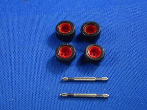 (1) NEW SET HO ROAD RACE REPLICAS RED WHEELS TIRES AXLES  - AURORA  T-JET RRR - Picture 1 of 8