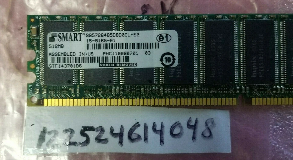 512MB 1RX8 DDR1 DDR PC-2700E 333 333MHZ SINGLE RANK 184PIN ECC NON-REG 64x8 - Image 1 of 1