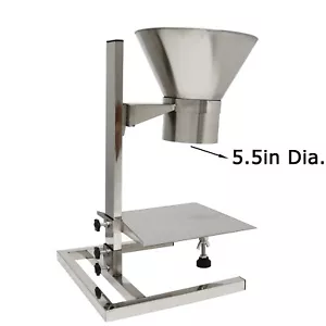 5.5in Diameter Stainless Steel Feeding Hopper with Support Stand Adjust Height - Picture 1 of 24
