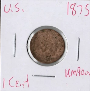 Coin United States Indian Head Cent 1875 KM90a - Picture 1 of 3