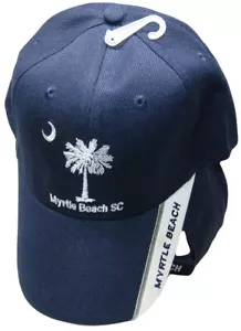 South Carolina Palmetto Crescent Myrtle Beach Navy Blue Embroidered Cap Hat R3 - Picture 1 of 5