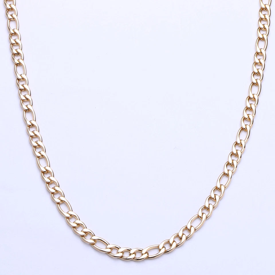 Cadena de collar Figaro de 6 mm enchapado en negro y oro plata de acero inoxidable de 18-36" para hombre Foto 1 de 1