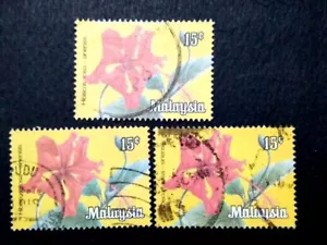 Malaysia 1979 Flowers 15c x 3 - 3v Used #2 - Picture 1 of 2