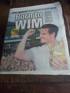 THE SUN ZEITUNG 8. JULI 2013 ANDY MURRAY GEWINNT NUR WIMBLEDON Souvenir Auszug - Bild 1 von 1