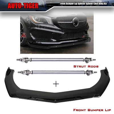 Kit de alerón divisor de parachoques delantero negro brillante para Mercedees-Benz Foto 1 de 4