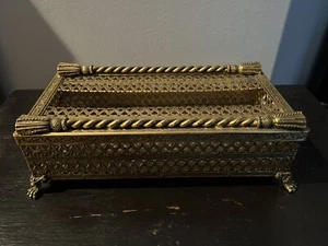 Vintage Stylebuilt Hollywood Regency Gold Rope & Tassel Tissue Box Holder Cover - Picture 1 of 4