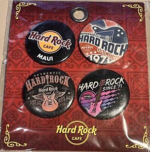 Hard Rock Cafe MAUI HAWAII 2014 BUTTON 4 PIN Set on Card NEW ORIGINAL Since '71