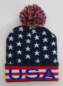 Unisex US Beanie Equipo de Fútbol, Producto Oficial Talla Única Todo Sombrero Azul Marino Rojo  - Imagen 1 de 4