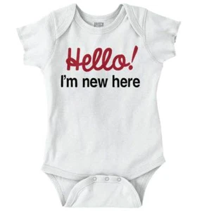 I'm New Here Funny Cute Unisex Shower Gift Newborn Baby Boy Girl Infant Romper - Picture 1 of 9