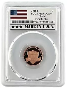 2025 S Lincoln Penny PCGS PR70 DCAM First Strike - Made In USA Holder - Picture 1 of 2