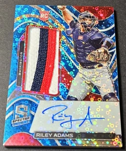 Panini Chronicles Spectra 2022/99 parche azul novato automático Riley Adams RC #145 - Imagen 1 de 2