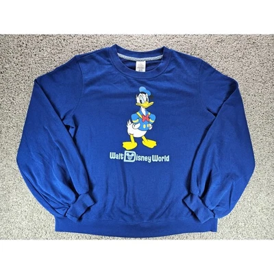 Disney Parks Walt Disney World Donald Duck Blue Sweatshirt Crewneck Size Large - Image 1 of 4