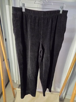 Pantalones de pana negros para mujer cintura elástica informales calce relajado talla PXL Foto 1 de 4