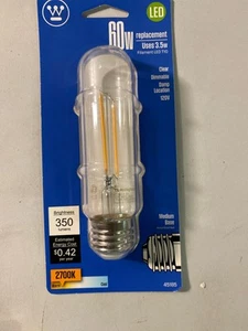 Westinghouse 4518500 3.5W (60W Eq) T10 Dimmable Clear LED Bulb, 2700K, Medium Ba - Picture 1 of 1
