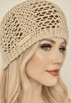 Hand Knits 2 Love Headband Bandana Lace Flower Designer Fashion Khaki Beige Gift - Image 1 of 4