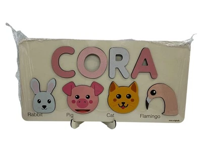 Zuzu Puzzle Wooden Animal Todller Puzzle With Name CORA - Image 1 of 3