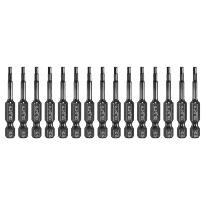 15pcs 2.5mm Metric Hex Head Wrench Drill Bit 50mm Length Magnetic Bits, Black - Image 1 of 4