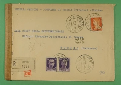 DR WHO 1943 ITALIA REGISTRADO EMPOLI SEGUNDA GUERRA MUNDIAL CENSURADO A SUIZA R12346 Foto 1 de 2