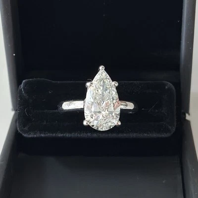 4.24 Ct  Lab Created Pear 5-Prong Solitaire Ring G SI1 IGI Certified CVD Diamond - Image 1 of 4