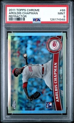 Aroldis Chapman Cincinnati Reds 2011 Topps Chrome Refractor #68 PSA 9 - Image 1 of 2