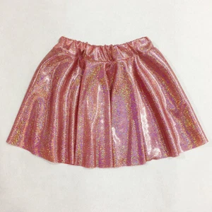 Women Girls Shiny Metallic Pleated Skirt Elastic Waist Dance Skater Skirt - Picture 1 of 24