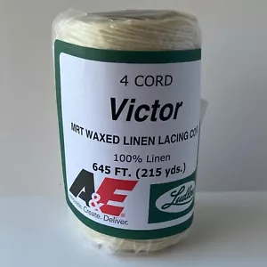 Waxed LINEN CORD lacing cord 4-cord natural thread rug braiding weaving twine - Picture 1 of 3