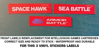 INTELLIVISION 3 FRONT LABELS GAMES CARTRIDGES DECAL STICKER REMPLACEMENT-DURABLE - Image 1 of 4
