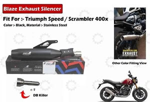 Fit For Triumph Speed & "Scrambler 400x Stallion Black Blaze Exhaust Silencer" - Picture 1 of 10