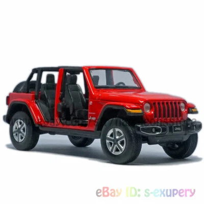1:32 Jeep Wrangler Sahara Open Car Model Diecast Toy Vehicle Gift Collection Red - Image 1 of 4