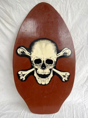 Vintage SKULL AND BONES Wood Surf Skimboard. RARE - Image 1 of 4