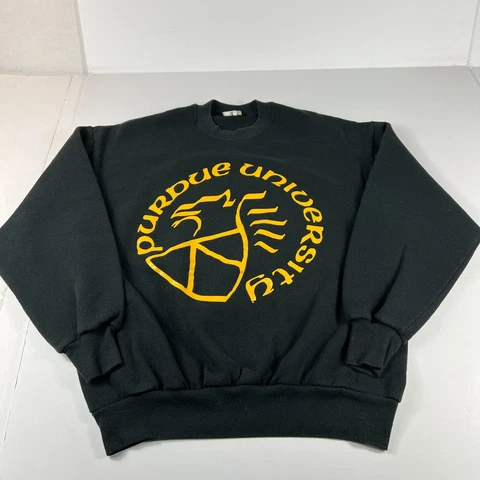 VTG Purdue University Boiler Makers Sweatshirt Extra Large Black Crewneck USA Cover