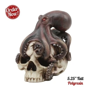 Nautical Kraken Octopus Wrap Around Skull Ocean Pirate Figurine Gift Home Decor - Picture 1 of 6