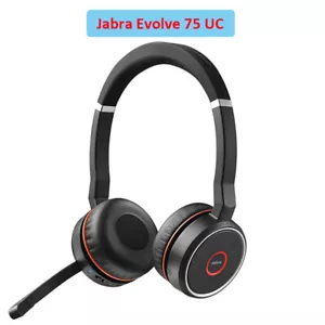 Jabra Evolve 75 UC Wireless Bluetooth Headset Active Noise-Cancelling Microphone - Picture 1 of 10