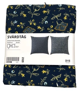 Set of 2 - Ikea SVARDTAG Pillow Cushion Cover 20" x 20" Blue/Floral NEW - Picture 1 of 6