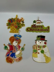 Vintage 1970/80’s Hanging Christmas Suncatcher Decorations 18cm (Set of 4) - Picture 1 of 13