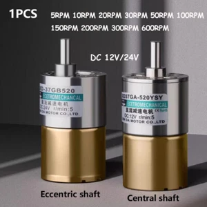 37mm Mini 12/24V DC Electric Gearmotor 5RPM-600RPM Reduction Metal Gearbox Motor - Picture 1 of 15