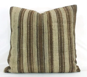 Copricuscino decorativo turco marrone grigio kilim 24" vintage grande cuscino kilim - Foto 1 di 9