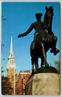 Postcard Paul Revere Statue Boston Massachusetts