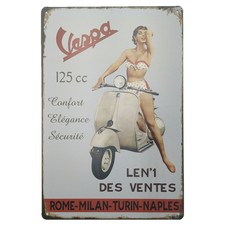 Targa vespa 125 pinup pin up stampa metallo vintage retrò pub bar poster arredo
