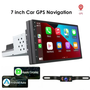 7" Single 1Din Android 11 Car Stereo Carplay Radio GPS Navi Wifi Head Unit+Cam - Picture 1 of 11
