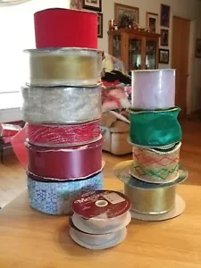 Lot of 12 Rolls Decorette Wire in Ribbon Yards some VINTAGE Florist Craft - Picture 1 of 12