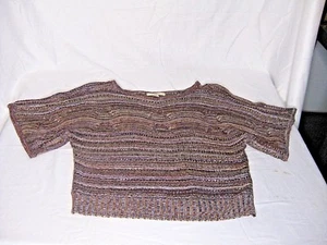 Fever Women's Size Small Short Sleeve Purple Tan Blue, Brown Sweater EUC - Picture 1 of 7
