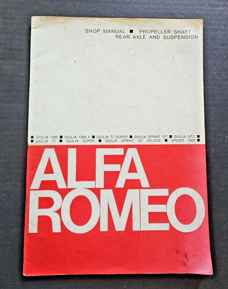 Alfa Romeo Giulia TI GT 1962-1966 OEM eje taller servicio manual reparación guía Foto 1 de 4