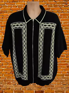 URBAN OUTFITTERS BLACK JUMPER LARGE VISCOSE MENS COLLARED ZIP UP SHORT SLEEVE - Picture 1 of 5