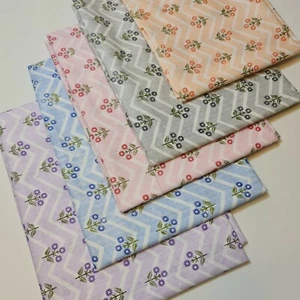 Floral Chevron 100% Cotton Poplin Fabric 44” Soft Dress, Craft Quilting Material - Picture 1 of 17