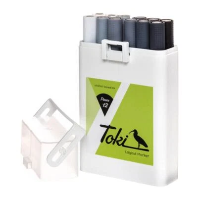 Toki Marker 12er Set Grey Handlettering Sketch TwinMarker Alkoholbasierend Ink