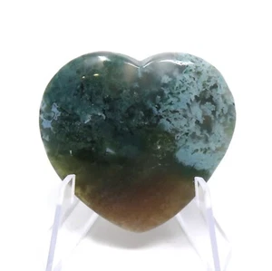 Moss Agate Stone Heart #937- 40mm or 1.5" - Valentines Day  Love Pocket Gemstone - Picture 1 of 6