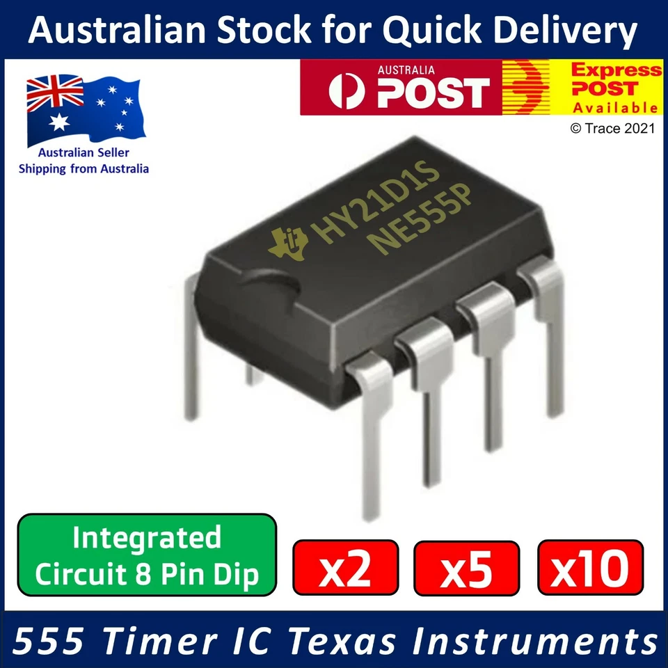 555 Timer IC Texas Instruments 8 Pin Dip - NE555P NE555 LM555 SE555 - image 1 of 2